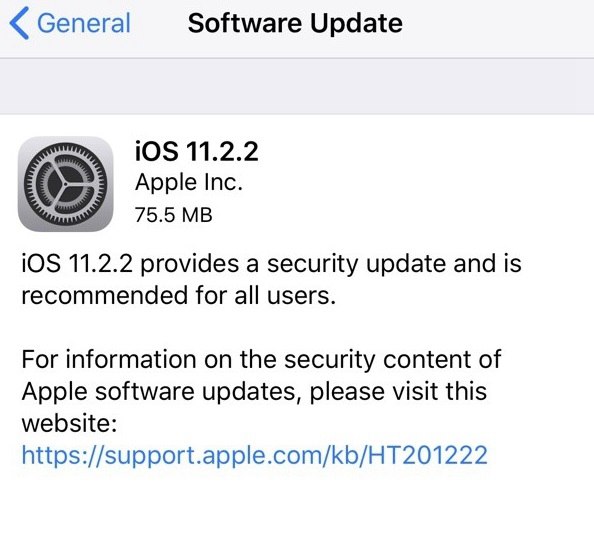 iOS11.2.2更新了什么