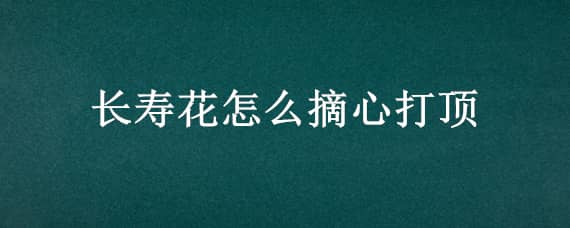 长寿花怎么摘心打顶 长寿花怎样摘心打顶