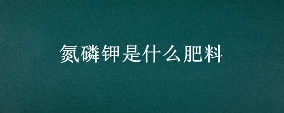 氮磷钾是什么肥料 氮磷钾是什么肥料照片