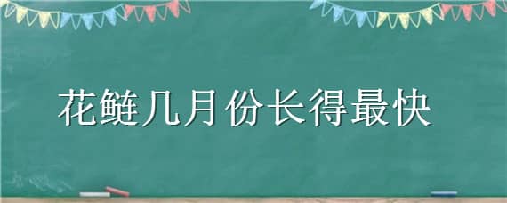 花鲢几月份长得最快