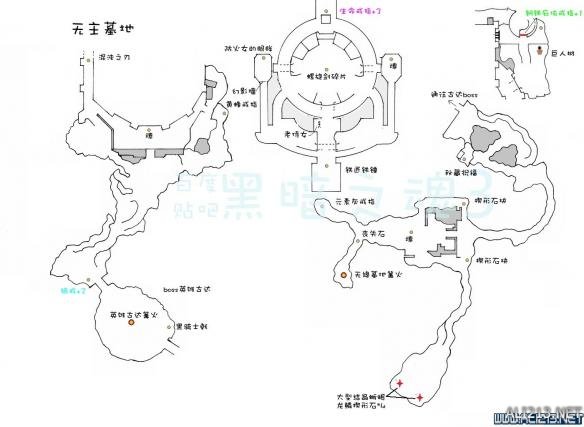 《黑暗之魂3》中文全物品收集标注地图合集 灰烬墓地+传火祭祀场所