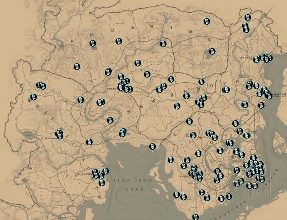 荒野大镖客2收集地图全汇总 荒野大镖客2收集地图大全 总览/帮派成员坟墓/传奇动物位置