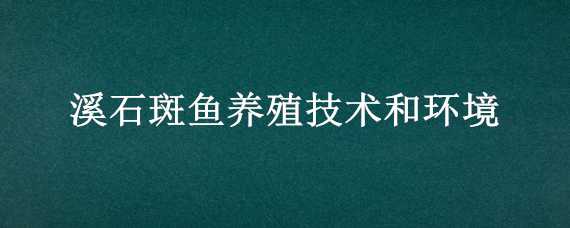 溪石斑鱼养殖技术和环境 溪石斑鱼养殖技术和环境 吃什么