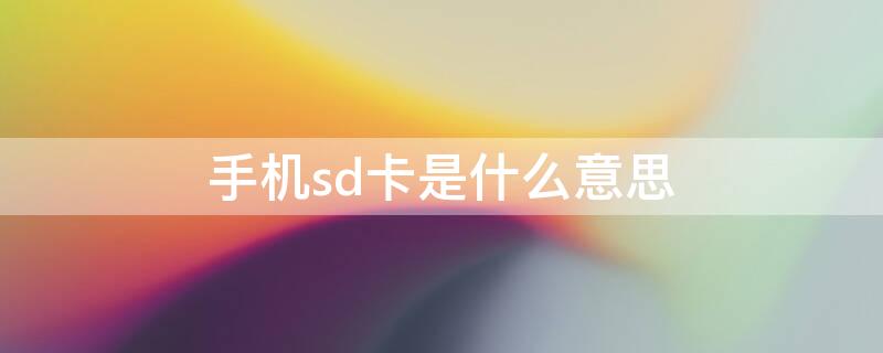 手机sd卡是什么意思