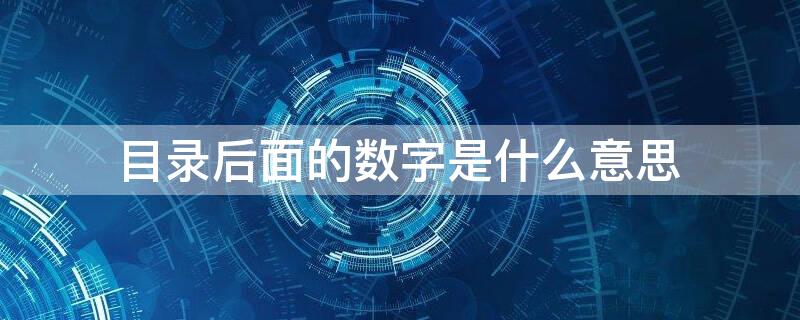 目录后面的数字是什么意思