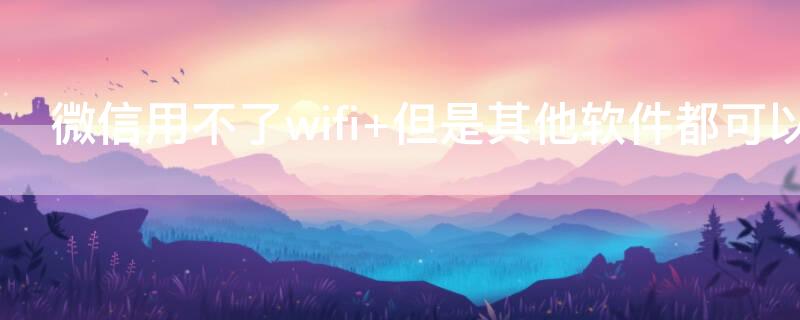 微信用不了wifi 但是其他软件都可以