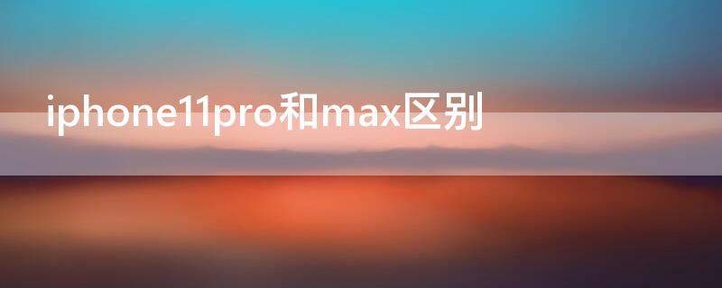 iPhone11pro和max区别