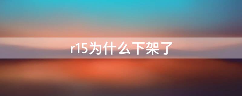 r15为什么下架了 R15了吗