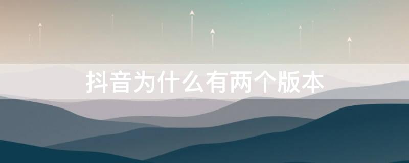 抖音为什么有两个版本