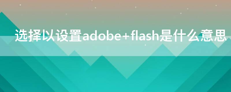 选择以设置adobe flash是什么意思