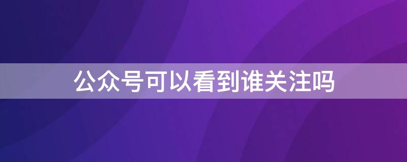 公众号可以看到谁关注吗（微信公众号可以看谁关注了吗）