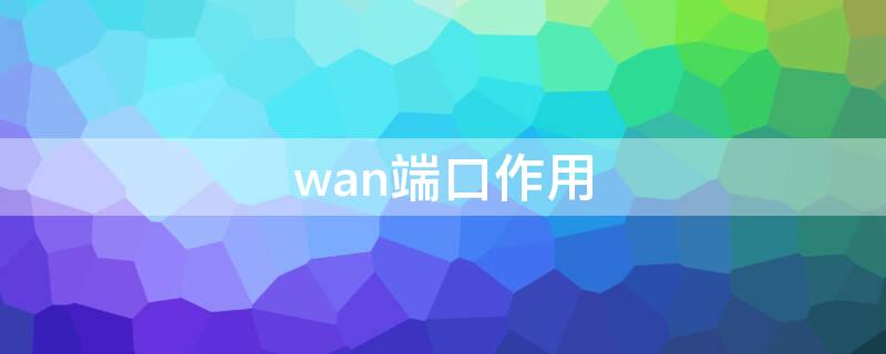 wan端口作用（WAN端口是什么）