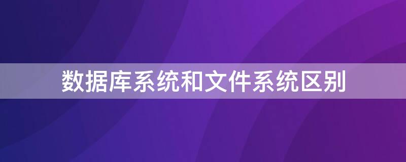 数据库系统和文件系统区别（数据库系统和文件系统的根本区别）