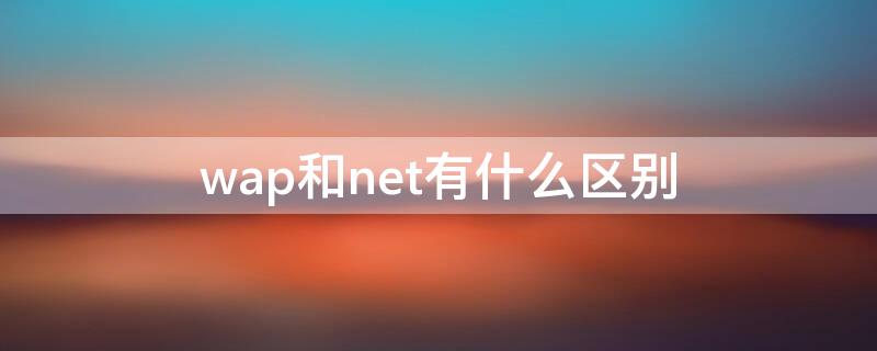 wap和net有什么区别（wap和net有啥区别）