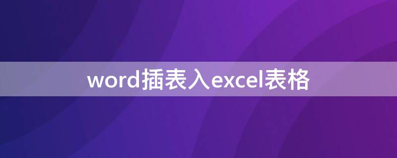 word插表入excel表格