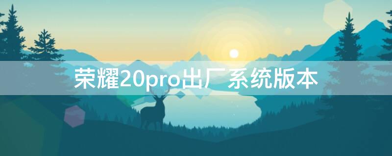 荣耀20pro出厂系统版本（荣耀20pro出厂版本是多少）