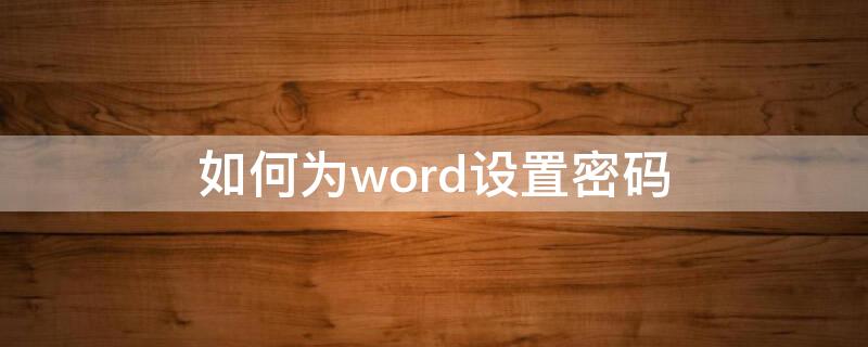 如何为word设置密码（word怎么设置密码）