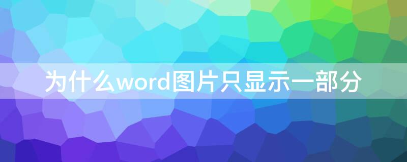 为什么word图片只显示一部分 word图片怎么只显示一部分