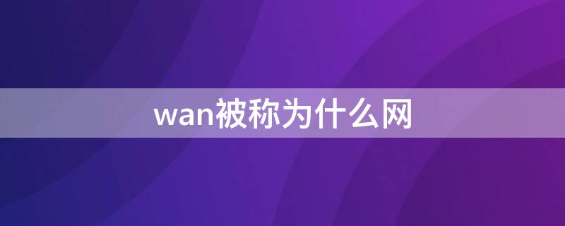 wan被称为什么网 wan是什么意思网络用语