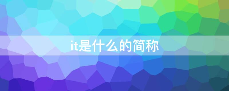 it是什么的简称 IT是什么的简称