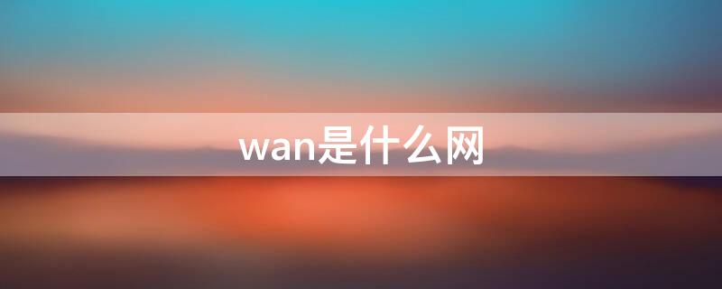 wan是什么网 WAN是什么网络