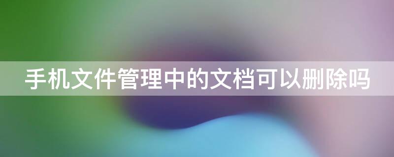 手机文件管理中的文档可以删除吗（手机文件管理中的文档可以删除吗吗）