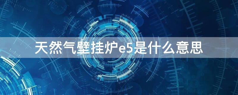 天然气壁挂炉e5是什么意思 天然气壁挂炉E5什么意思