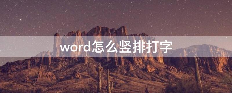 word怎么竖排打字 word文档如何竖排打字