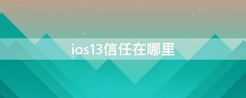 ios13信任在哪里 ios13信任开发者在哪里设置