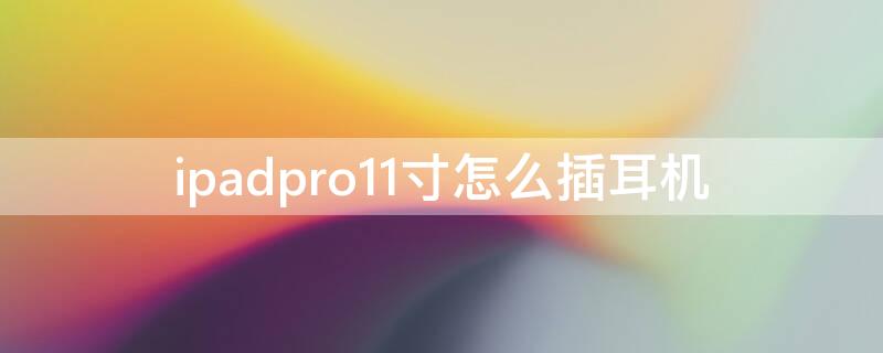 ipadpro11寸怎么插耳机 ipadpro11寸可以插耳机吗