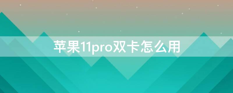 iPhone11pro双卡怎么用 iphone11pro双卡怎么用?