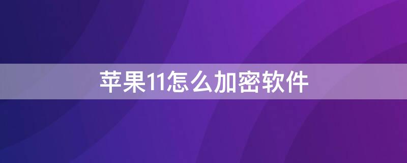 iPhone11怎么加密软件 iphone11如何加密软件