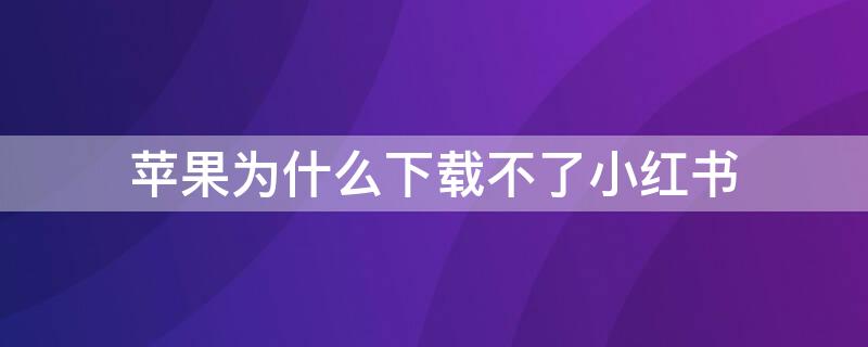 iPhone为什么下载不了小红书 iphone能下载小红书吗