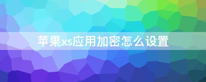 iPhonexs应用加密怎么设置（苹果xs怎么设置应用加密锁）