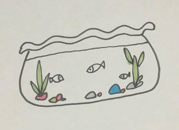 鱼缸的简笔画
