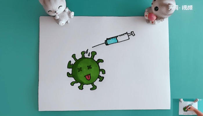 抗击病毒的图画简笔画