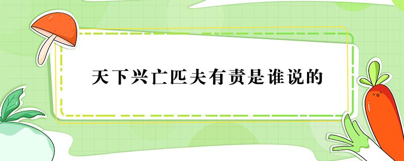 天下兴亡匹夫有责是谁说的 天下兴亡匹夫有责是谁说的意思是什么