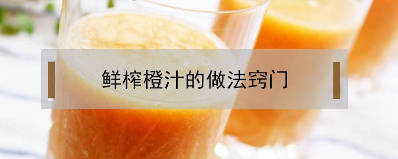 鲜榨橙汁的做法窍门（简易榨橙汁的做法大全窍门）