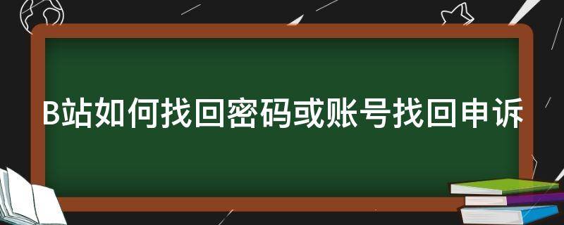 B站如何找回密码或账号找回申诉 b站账号找回密码的方式