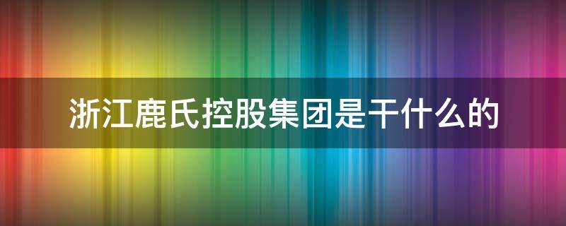 浙江鹿氏控股集团是干什么的 浙江鹿氏控股集团是做什么的