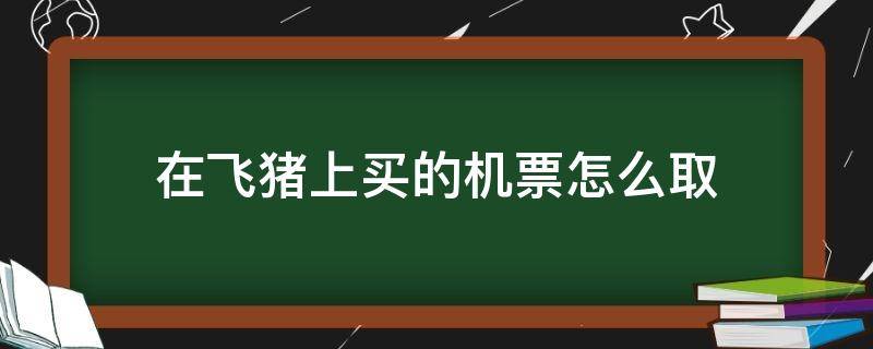 在飞猪上买的机票怎么取（在飞猪上买的机票怎么取票）