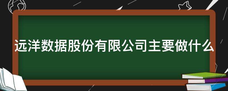 远洋数据股份有限公司主要做什么（远洋数据公司是做什么的）