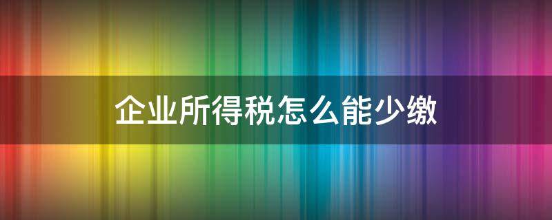 企业所得税怎么能少缴 如何少缴纳企业所得税