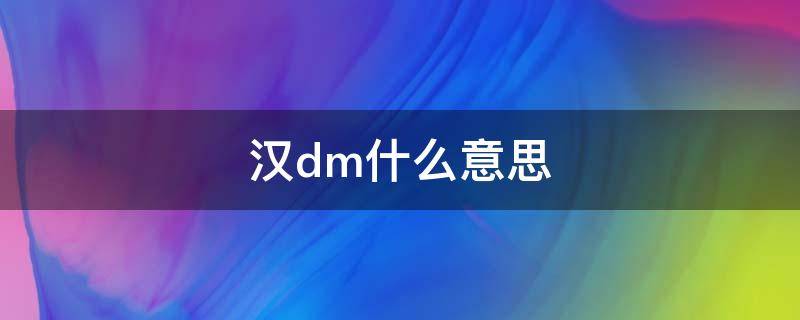 汉dm什么意思 汉dm的dm什么意思