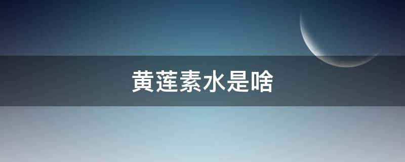 黄莲素水是啥（黄连素水起什么作用）