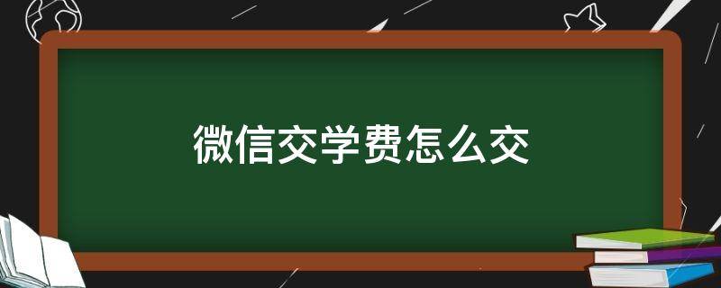 微信交学费怎么交（微信交学费怎么交不上去）