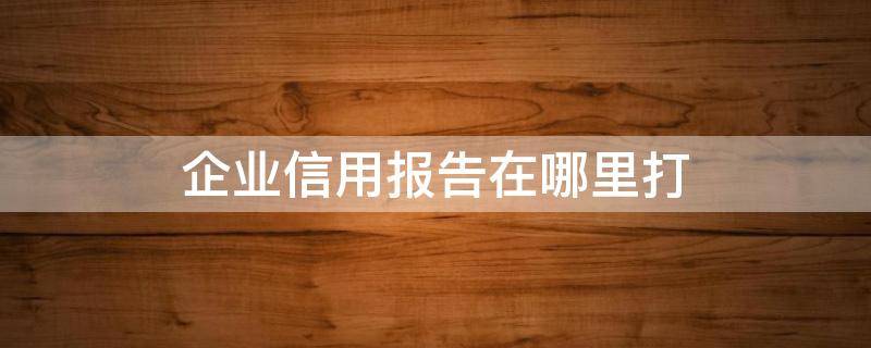 企业信用报告在哪里打 企业信用报告在哪里打印