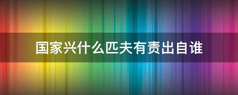 国家兴什么匹夫有责出自谁 国家,匹夫有责