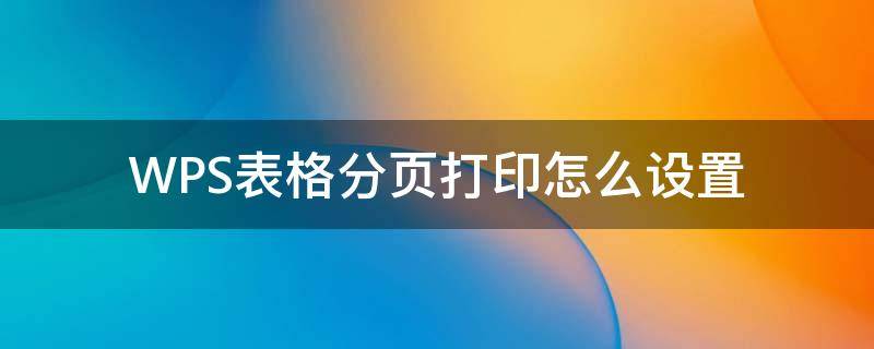 WPS表格分页打印怎么设置 wps表格如何设置分页打印