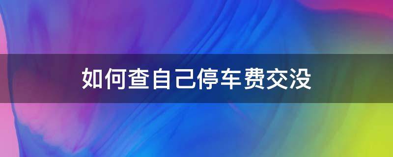 如何查自己停车费交没 停车场出来没交费如何查